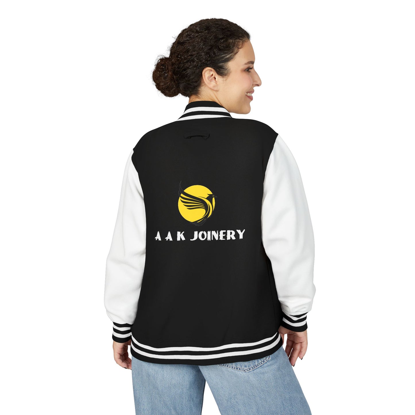 A A K JOINERY Unisex Heavyweight Letterman Jacket – Custom Logo Varsity Style, Personalized College Bomber, Trendy Sportswear
