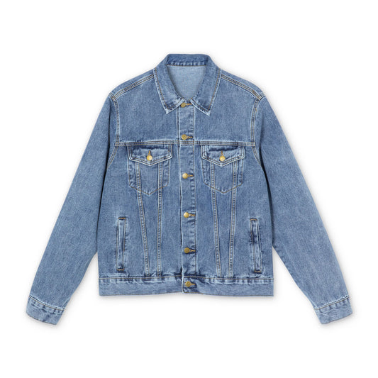 A A K JOINERY Stylish Men’s Denim Jacket – Unique Graphic Design, Trendy Casual Outerwear, Streetwear Essential